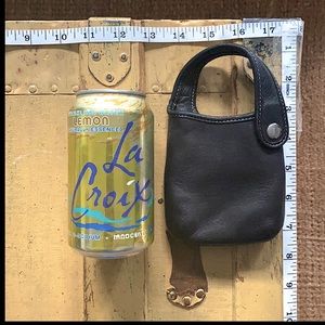 LEVENGER DESIGNER LAMB LEATHER BLACK MINI BAG PURSE ACCESSORY